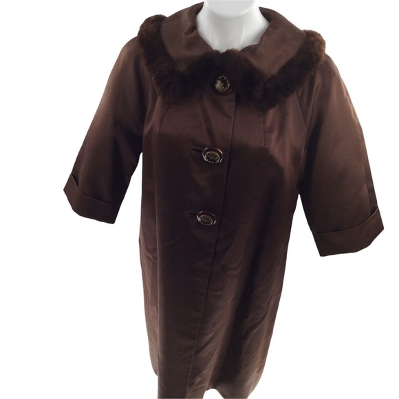 Vintage 1920s Art Deco Fur and Silk chocolate Brown Coat - Picture 7 of 16